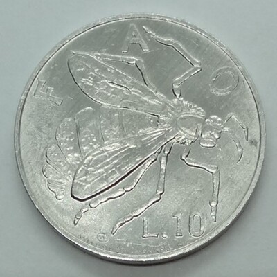 1974 SAN MARINO, 10 LIRE, FAO, BEE, ONE YEAR TYPE, KM# 33