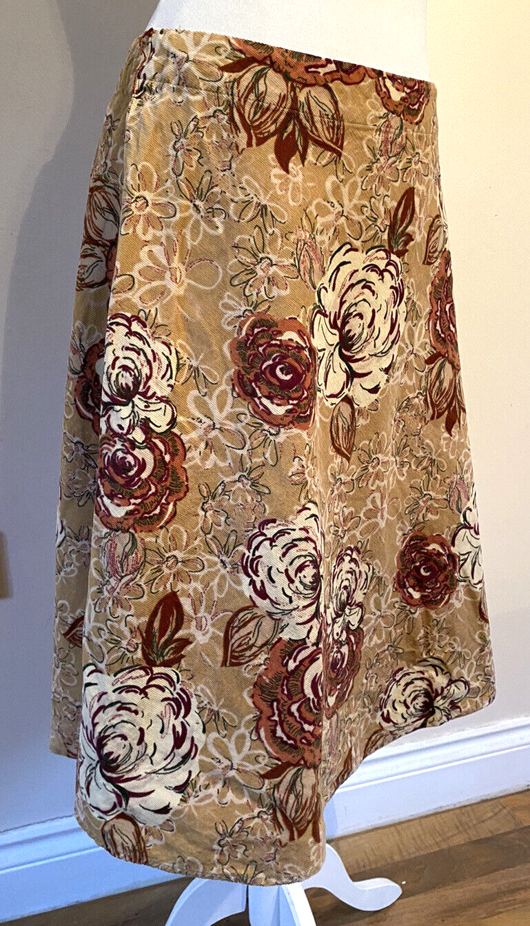 Womens Corduroy Skirt Floral size 8 Knee length | eBay