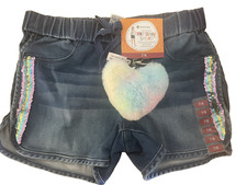 Members Mark NWT Girls Size 7/8 bling Print Knit Denim Stretch Short 7 8 New