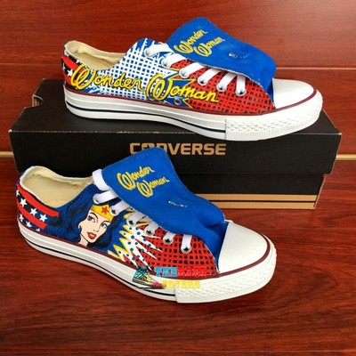 CONVERSE All Star WONDER WOMAN superheroine hand painted shoes zapatos scarpe | eBay