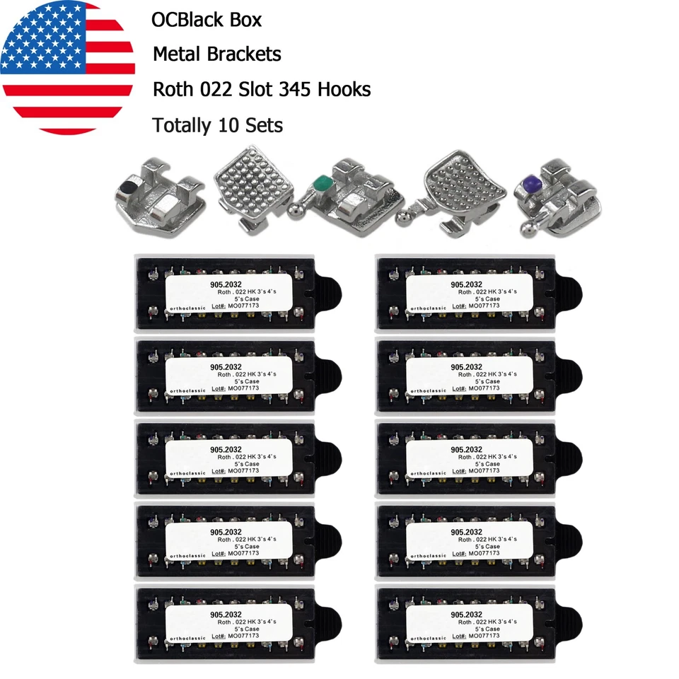 Dental Orthodontic Metal Brackets Braces Mini Roth MBT 018 022 345 Hooks MIM - Image 3 of 4