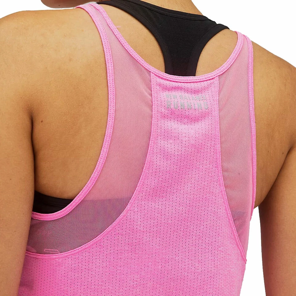 New Balance Impreso Impact Correr Damen-Tank Top Camiseta Fitness Deporte Fucsia - Imagen 4 de 4