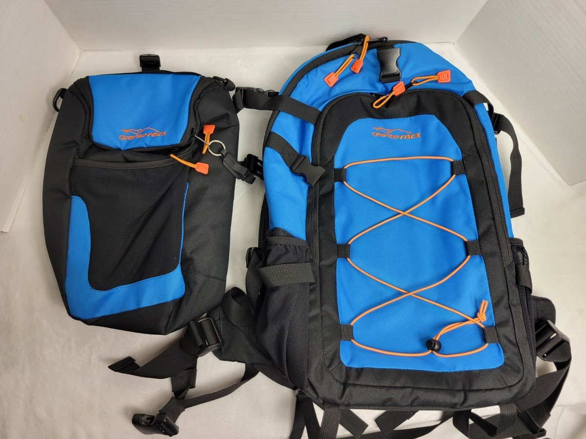 Graniterocx Hiking Backpacking backpack Blue/w Orange Trim with