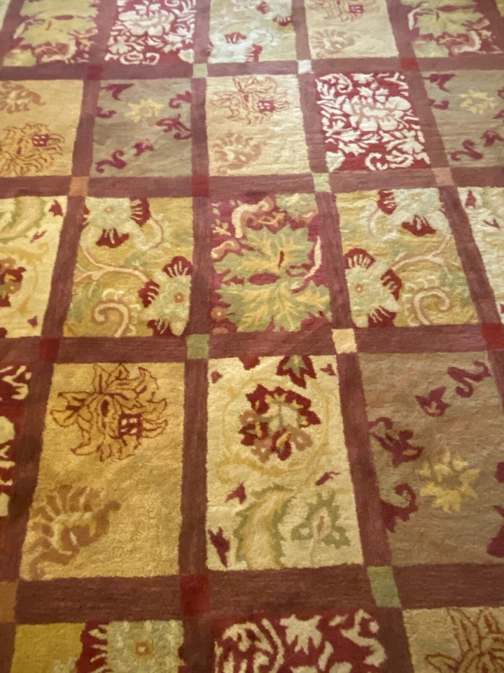 Б/у в отличном состоянии шерстяной венецианский красный ковер с цветочным узором Pottery Barn 9 x 12 - Изображение 2 из 3