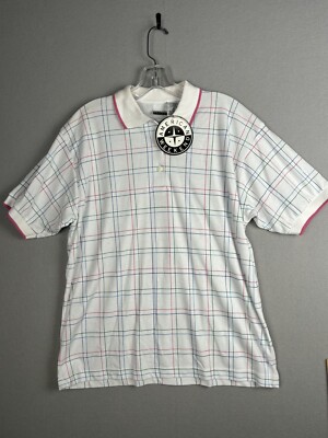 American Weekend Women s Shirt Medium White Polo Short Sleeves Collar 3115