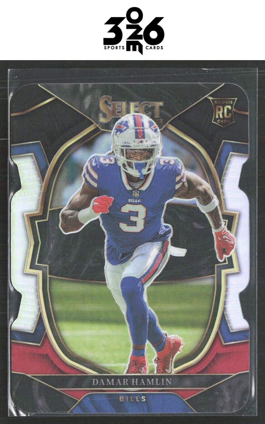 Damar Hamlin 2022 Panini Select Black and Red Prizm Die Cut #100 RC