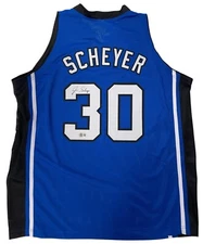 JON SCHEYER SIGNED DUKE BLUE DEVILS BASKETBALL JERSEY BECKETT WITNESS COA XL