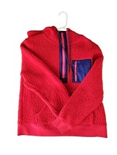 J. Crew Polartec Sherpa Half-snap Pullover S Red Pink Vintage Fleece