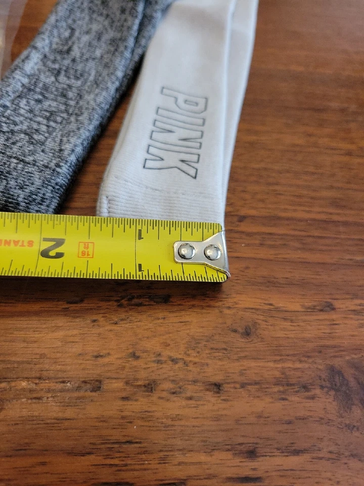 全新 VICTORIA'S SECRET 粉色标志 MARLED MARL 灰色头带 发型 均码 运动 — 第 2/3 张图片