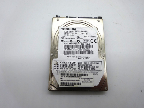 120GB SATA NOTEBOOK FESTPLATTE TOSHIBA MK1234GSX 2,5'' #NFP420