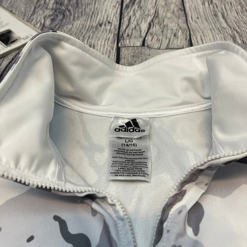 Adidas 3-Stripes Track Jacket Kids Size Large White Grey Camouflage Camo Coat - Picture 7 of 12