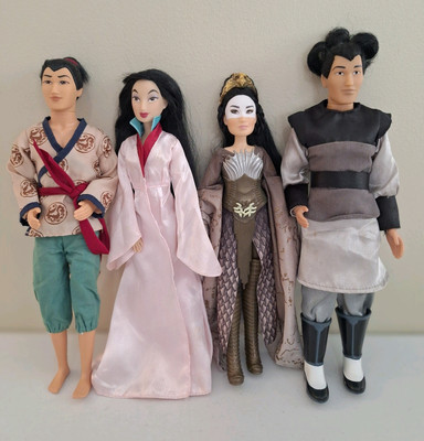 Disney Mulan And Captain Li Shang Doll Lot 4 Dolls Asian Rooted Hair