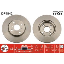 2x TRW DF4842 Bremsscheibe für TOYOTA YARIS P13 P9 Bremsscheiben