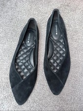 Birdies The Heron Black Suede Pointed Toe Quilted Comfort Flats Womens 6.5