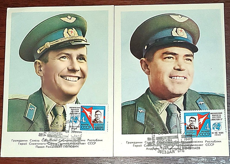 1962 USSR Cosmonaut Postcards Popovich & Nikolaev • Vostok 3/4 • Pravda Cold War