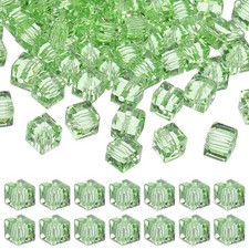 8mm Crystal Cube Bead, 100 Pcs Square Glass Bead Loose Spacer Bead, Light Green