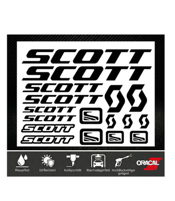 SCOTT Premium Aufkleber Set Schwarz   MTB Fahrrad Sticker Decals Schriftzug