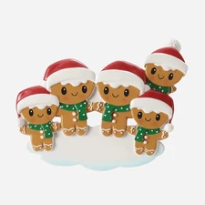 Personalized Gingerbread Family Christmas Ornament of 5 Xmas Hat Cloud Gift