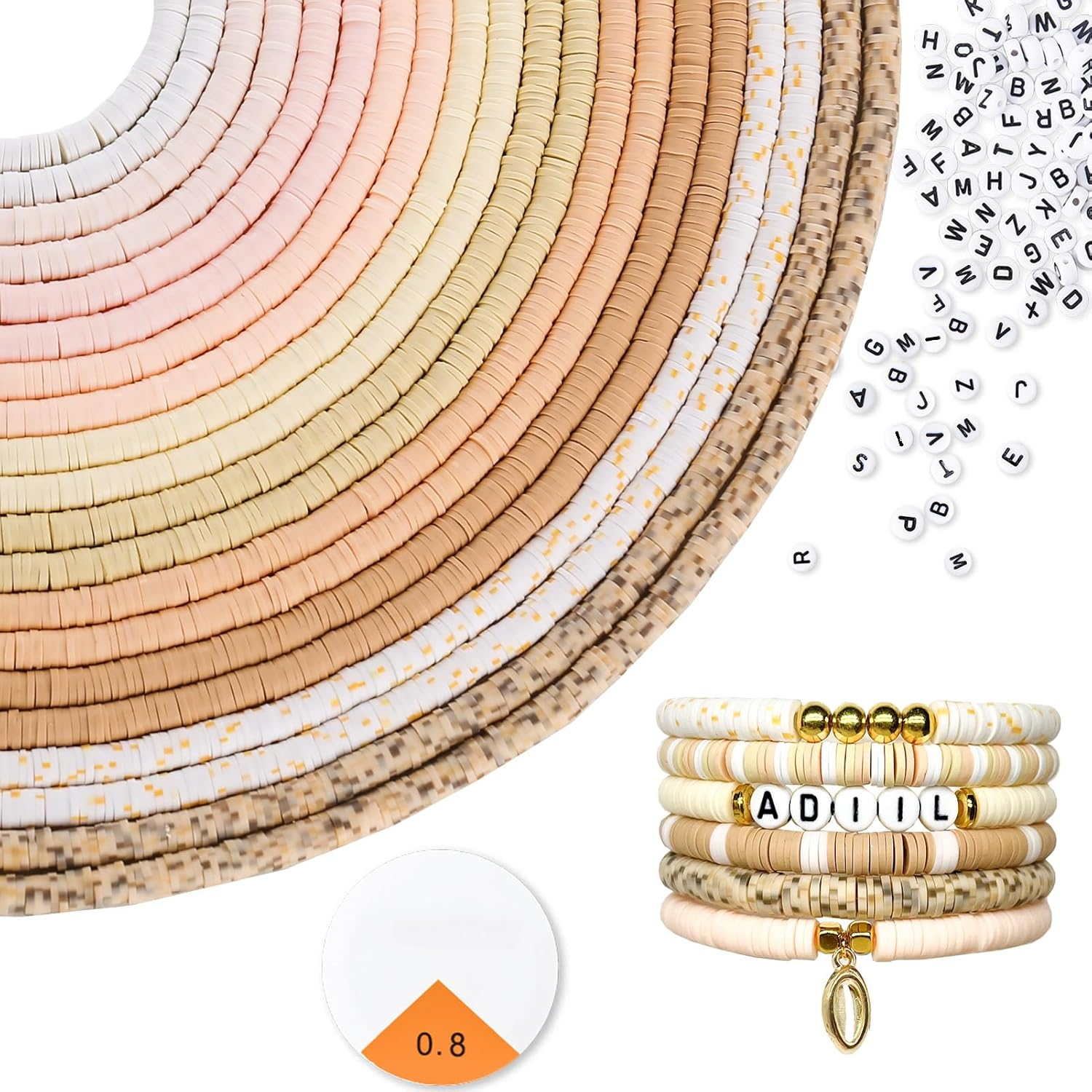 7200Pcs 6Mm Polymer Heishi Beads in 10 Colors for DIY Bracelet Making Kit