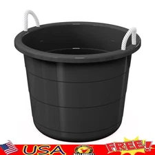 Heavy Duty 17 Gallon Flexible Storage Tub Utility Bucket W/ Rope Handles New