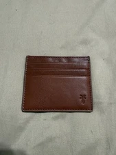 Frye Genuine Leather 7 Pockets Minimalist Card Case Mini Wallet Cognac Brown