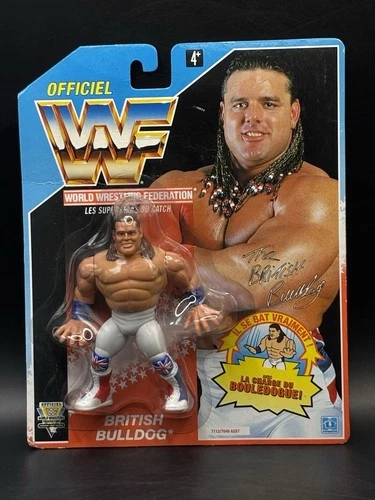 WWF Hasbro Series 4 Blue Card British Bulldog Davey Boy Smith French Card NEW