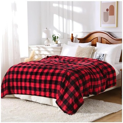 Luxurious Buffalo Plaid King Size Blanket   90x108 Soft Flannel Blanket