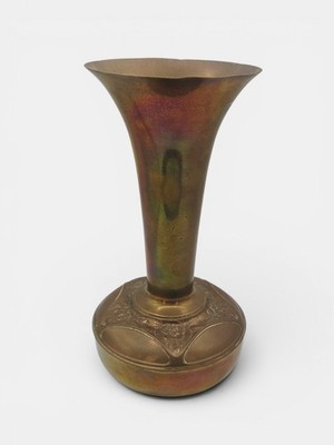 Antique German Jugendstil Brass Vase J P Kayser Sohn Art Nouveau Bird Mark