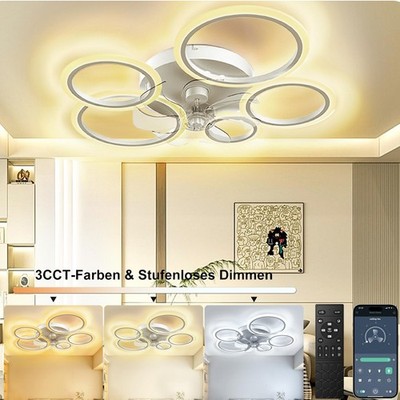 90W Deckenventilator mit Beleuchtung Fernbedienung LED Deckenlampe Schlafzimmer