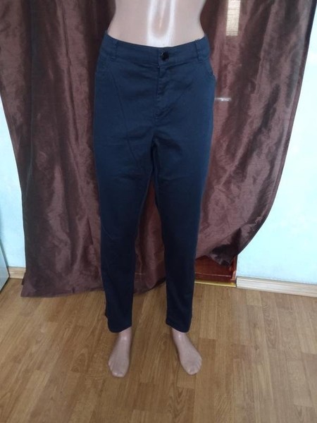 Women Hallhuber Trousers Navy Cotton 44 / XXL / 52
