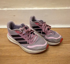 adidas Pink & Grey Women's Trainers UK 3 Lightweight Mesh Running Lace Up