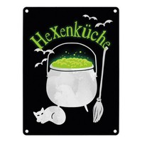 HexenküChe Metallschild In 15X20 Cm Mit Hexenkessel FüR Halloween