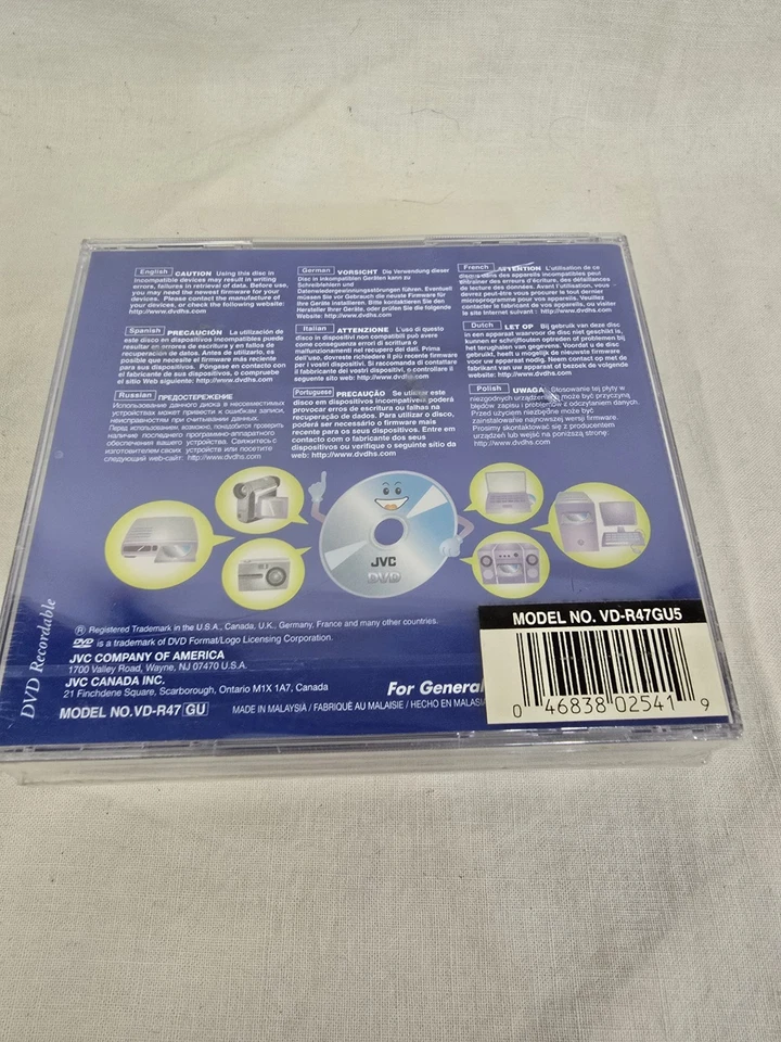 JVC 5-Pack 16x high speed DVD-R recordable DVD's 120 min, 4.7 GB factory sealed - Image 3 of 4