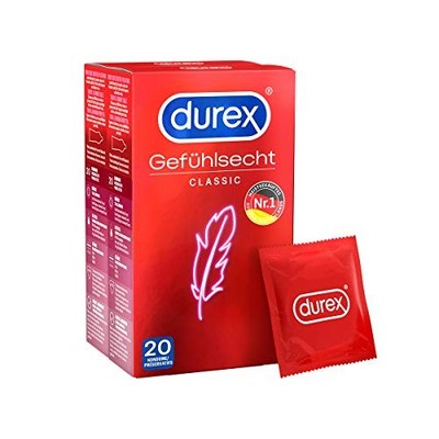 Durex Gefühlsecht Classic Kondome hauchzart intensives Empfinden 2 x 20 Stück