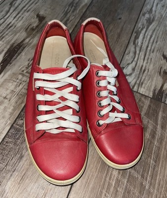 ECCO Women's Soft 7 Chili Red Leather Tie Fashion Sneaker Size 37 EU