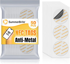NFC Tags Sticker Anti-Metal NTAG215 Blank NFC Coins, 50 Pcs
