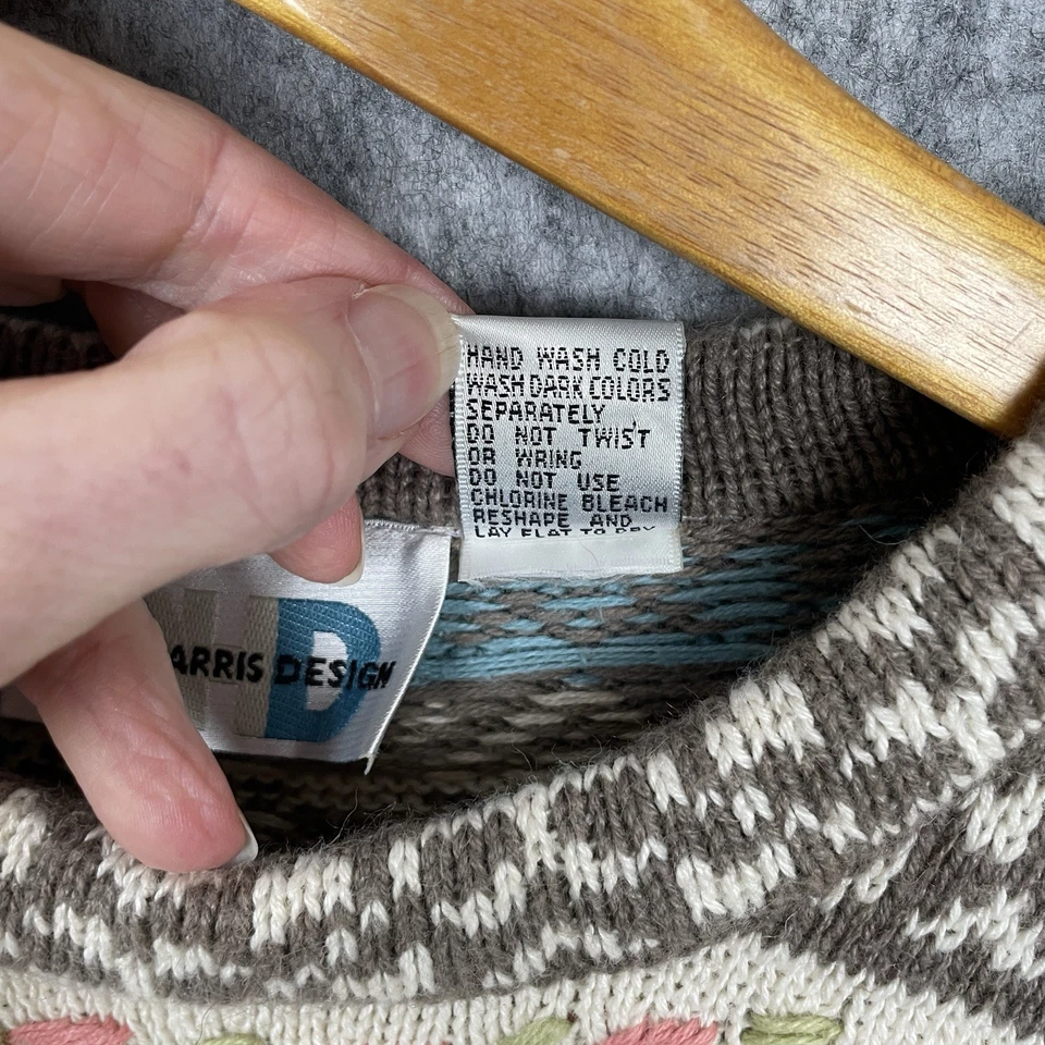 VTG Paul Harris Womens Fair Isle Embroidered Long Sweater Size L Cabincore 90s - Image 4 of 4