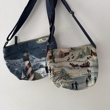 Dixie Bags Casuale Paesaggio Invernale Uncinetto con Interno in Camoscio Set di 2 Borse