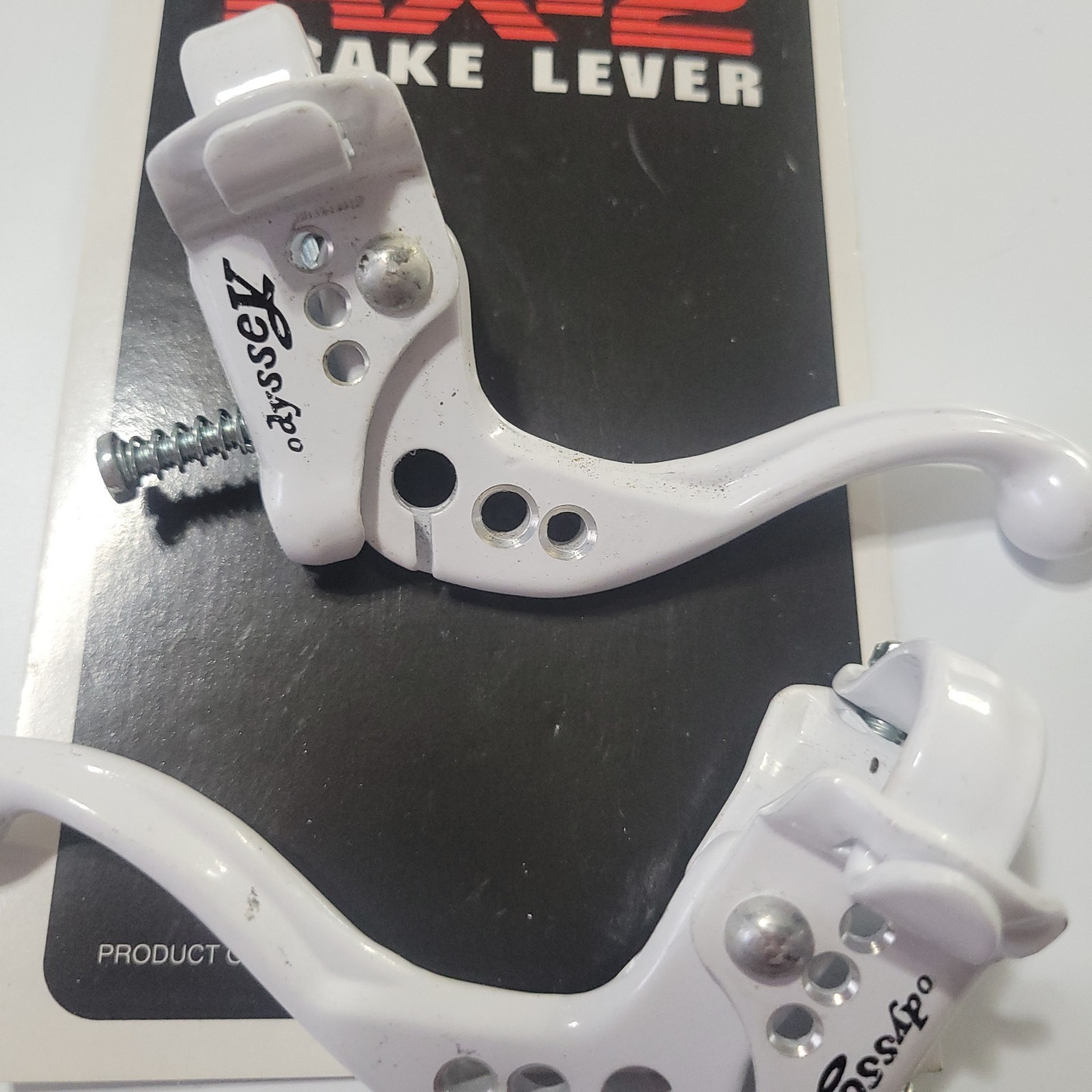 old school NOS white Odyssey RX2 RX-2 brake levers bmx freestyle bike