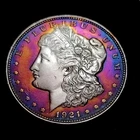 1921 P Morgan Silver Dollar With Synthesized Rainbow Toning