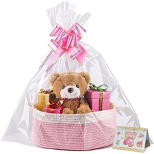 Small Woven Basket, 12" x 8" x 5" Gift Basket Empty with Ribbon and Gift Bag,...