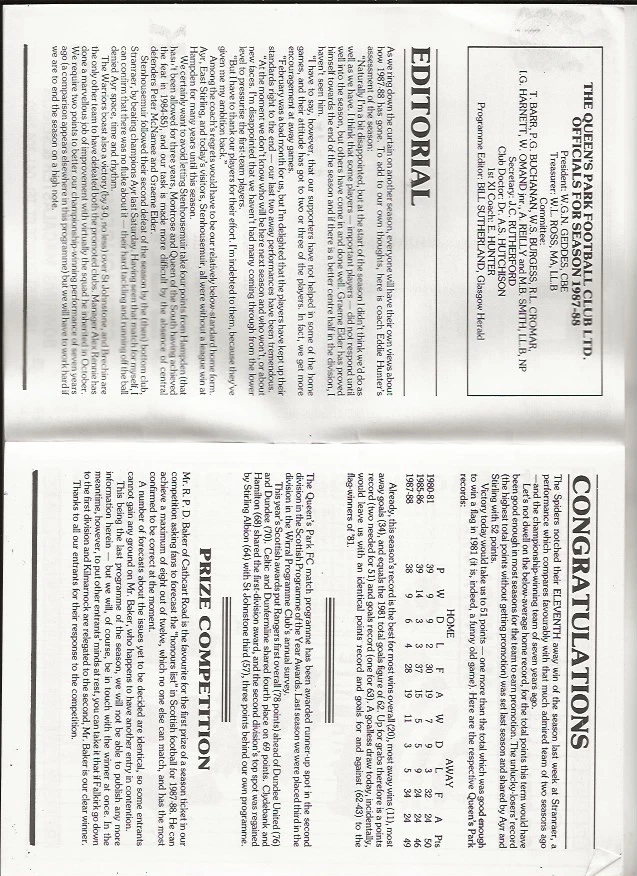 Queens Park v Stenhousemuir Scottish League Second Division 7th May 1988 - Image 3 of 4