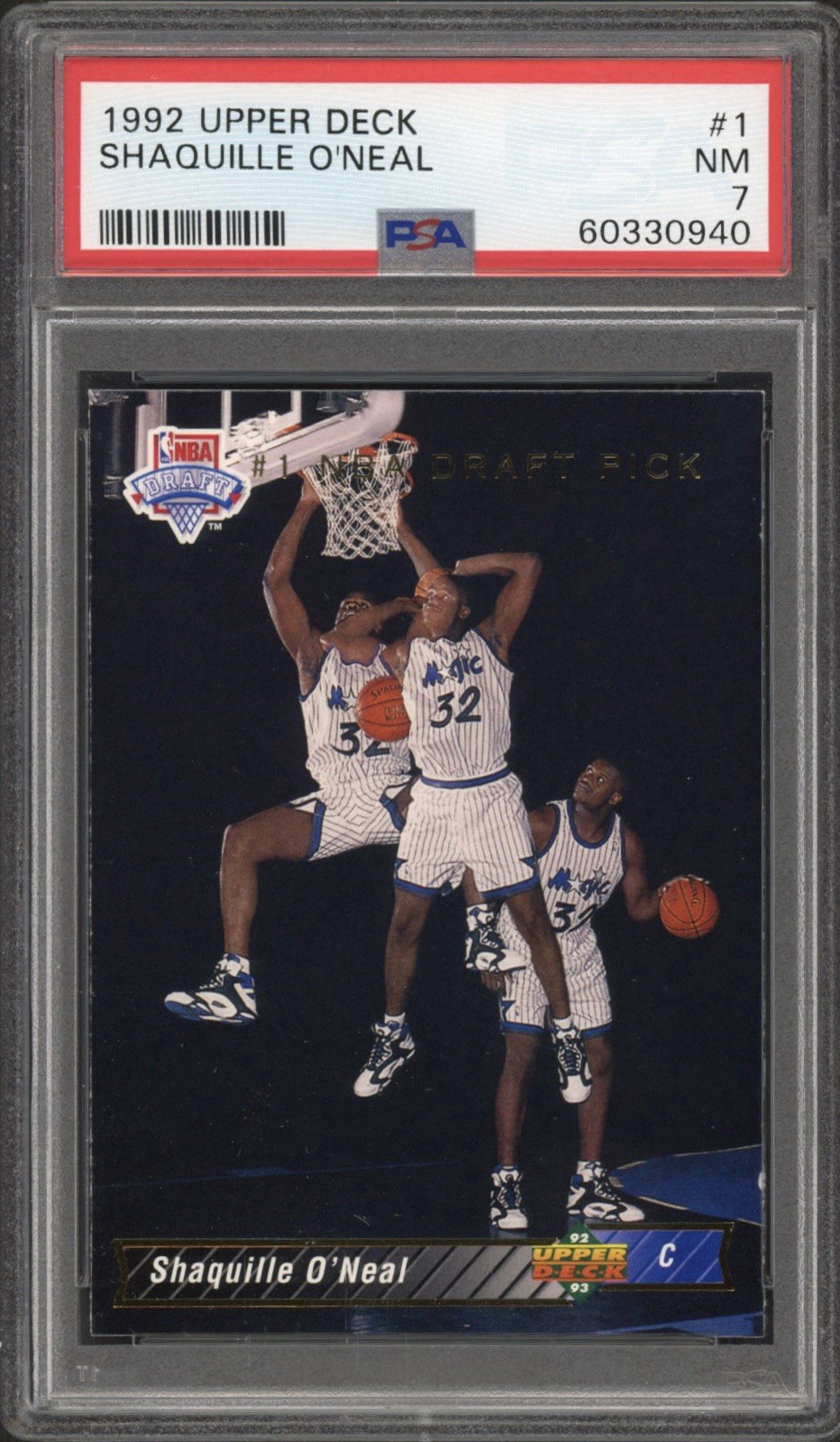 1992 Upper Deck Shaquille O’Neal Rookie RC #1 PSA 7 Near Mint HOF Orlando Magic