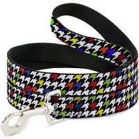 "Dog Leash Houndstooth Black/White/Multi Neon Wide 1.5\" (Us Import)"