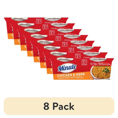 (8 pack) Minute Ready-to-Eat Chicken Flavored Rice, Microwaveable 4.4 oz, 2 Ct