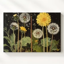 Celestial Dandelion Canvas Night Garden Botanical Wall Art Some Dreams Begin