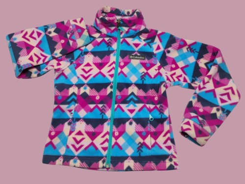 Columbia Fleece Girl's Jacket Sz 6/6X Full Zipper Closure Zip Front Pockets A-4
