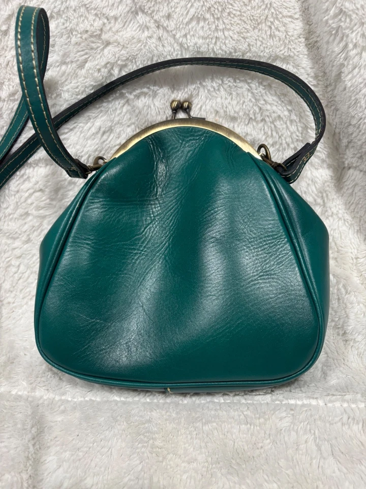 Bolso Bandolera Patricia Nash Usado en Excelente Condición Cuero Tooled Kisslock Azul Verde Azulado Oscuro Foto 3 de 4