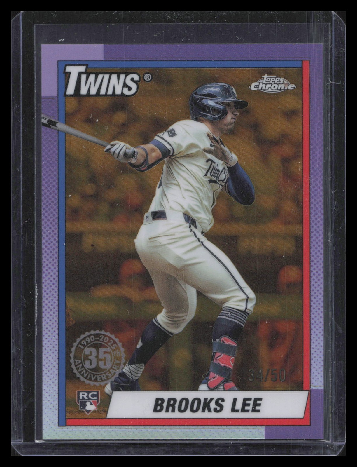 2025 Topps Chrome #90CB-20 Brooks Lee 1990 Topps Baseball Gold Refractors #/50