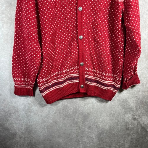 L.L. Bean Cardigan Sweater Mens XL Red Fair Isle Knit Button Front Heavy Holiday - Picture 4 of 8